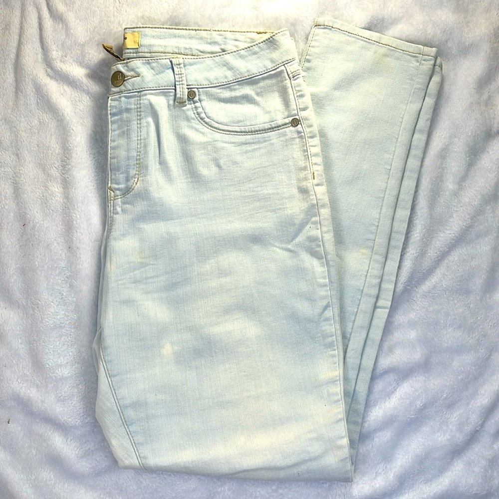 d. jeans Bleached Straight Leg Denim Stretch Jeans Size 14